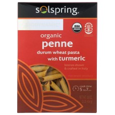 SOLSPRING: Organic Penne Durum Wheat Pasta With Turmeric, 16 oz