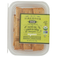 FIREHOOK: Graza Olive Oil, Lemon and Chive Crackers, 5.5 oz FIREHOOK: Graza Olive Oil, Lemon and Chive Crackers, 5.5 oz