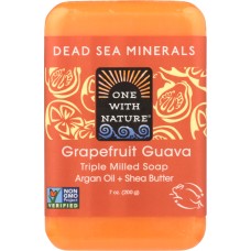 ONE WITH NATURE: Dead Sea Minerals Soap Bar Grapefruit Guava, 7 oz