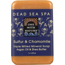 ONE WITH NATURE: Sulfur & Chamomile Triple Milled Mineral Soap Sulfur & Chamomile, 7 oz