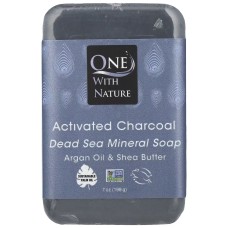 ONE WITH NATURE: Activated Charcoal Soap With Dead Sea Minerals Argan Oil and Shea Butter, 7 oz