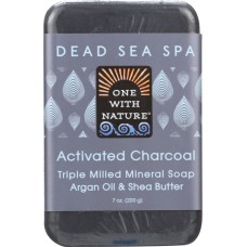 ONE WITH NATURE: Activated Charcoal Triple Milled Mineral Soap Argan Oil & Shea Butter, 7 oz