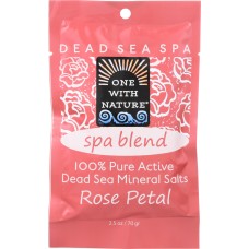 ONE WITH NATURE: 100% Pure Active Dead Sea Minerals Salts Spa Blend Rose Petal, 2.5 oz