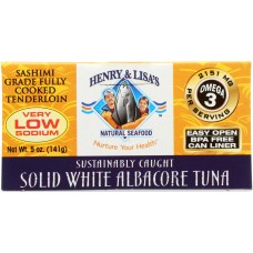 HENRY & LISA'S: Natural Seafood Solid White Albacore Tuna Very Low Sodium, 5 oz