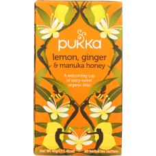 PUKKA HERBS: Lemon Ginger & Manuka Honey Herbal Tea, 20 bg