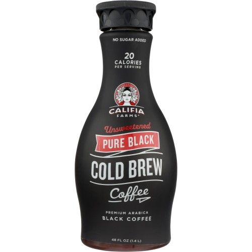 CALIFIA Pure Black Cold Brew Coffee Unsweetened, 48 oz