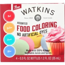 WATKINS: Food Coloring Assorted 4pk, 1.2 fo