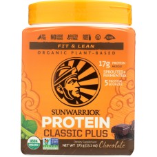 SUNWARRIOR: Protein Powder Classic Plus Chocolate, 375 gm