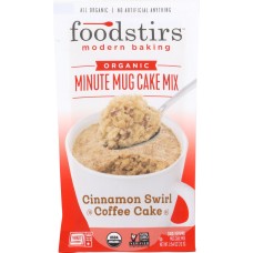 FOODSTIRS: Organic Minute Mug Cake Mix Cinnamon Swirl Coffee Cake, 2.54 oz
