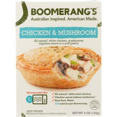 BOOMERANGS: Chicken and Mushroom Aussie Pie, 6 oz