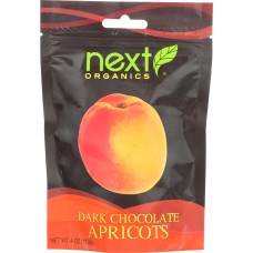 NEXT ORGANICS: Chocolate Covered Fruit Apricot Dark, 4 oz