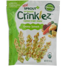 SPROUT: Organic Crinklez Popped Veggie Snack Cheesy Spinach, 1.5 oz