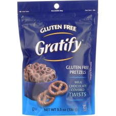 GRATIFY: Pretzels Milk Chocolate Covered Twists Gluten Free, 5.5 oz