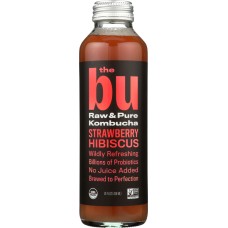 THE BU: Strawberry Hibiscus Raw and Pure Kombucha, 14 oz