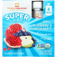 HAPPY KID: Super Apple Blueberries and Pomegranate Organic 4 Packs, 12.68 oz
