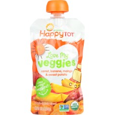 HAPPY TOT: Veggies Carrot Banana Mango Sweet Potato Organic, 4.22 oz