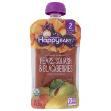 HAPPY BABY: S2 Pear Squash Blackberry Organic, 4 oz