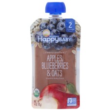 HAPPY BABY: Stage 2 Apple Blueberry and Oats Organic Baby Food, 4 oz