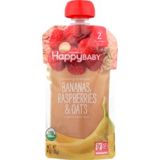 HAPPY BABY: Stage 2 Banana Raspberry Oats Organic, 4 oz