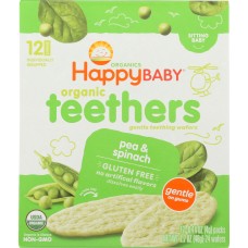 HAPPY BABY: Organic Teething Wafers Pea and Spinach, 1.7 oz