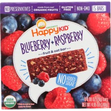 HAPPY KID: Bar Oat Blueberry and Raspberry Organic, 4.95 oz