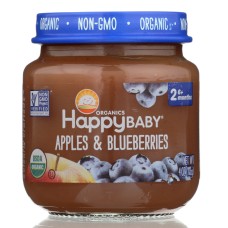 HAPPY BABY: Stage 2 Apples and Blueberries, 4 oz