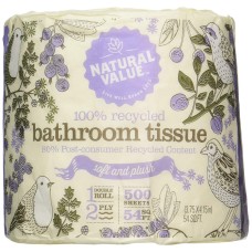 NATURAL 100% Recycled Bathroom Tissue Single Roll, 1 ea