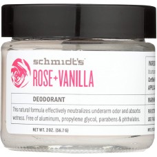 SCHMIDTS: Deodorant Rose Vanilla, 2 oz