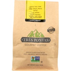 TRES PONTAS: Coffee Whole Bean Brazilian Light Roast, 12 oz