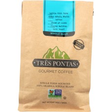 TRES PONTAS: Coffee Whole Bean Brazilian Dark  Roast, 12 oz