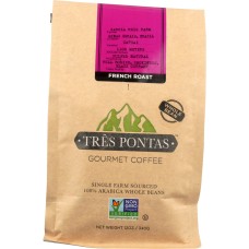 TRES PONTAS: Coffee Whole Bean Brazilian French Roast, 12 oz
