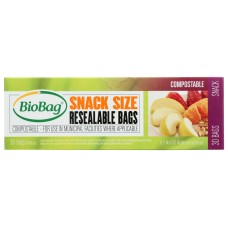 BIOBAG: Resealable Snack Bags, 30 bg