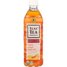 TEAS TEA: Tea Black Slightly Peach Sweet Ginger, 16.9 fo