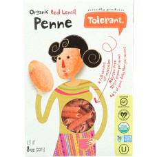 TOLERANT: Organic Red Lentil Pasta Penne, 8 oz