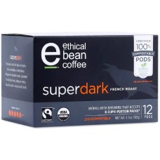 ETHICAL BEAN: Coffee Super Dark French Roast Pods, 12 ea