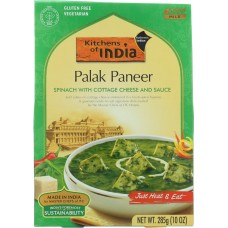 KITCHENS OF INDIA: Palak Paneer Spinach with Cottage Cheese and Sauce, 10 oz