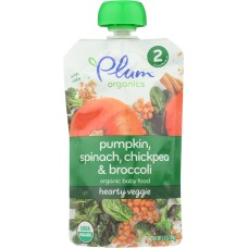 PLUM ORGANICS: Organic Baby Food Stage 2 Spinach Pumpkin & Chickpea, 3.5 oz