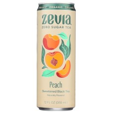 ZEVIA: Organic Black Tea Peach, 12 fo