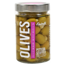 EMIRELLI: Pickled Garlic Pitted and Stuffed Green Olives, 11.1 oz