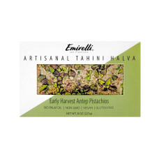 EMIRELLI: Artisanal Tahini Halva Early Harvest Antep Pistachios, 8 oz