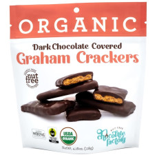NUT FREE CHOCOLATE FACTORY: Organic Dark Chocolate Covered Graham Crackers, 4.16 oz