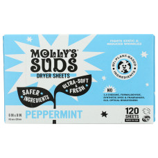 MOLLYS SUDS: Peppermint Dryer Sheets Fabric Softener, 120 pk