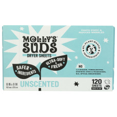 MOLLYS SUDS: Unscented Dryer Sheets Fabric Softener, 120 pk