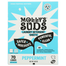MOLLYS SUDS: Peppermint Laundry Detergent Sheets, 4.32 oz