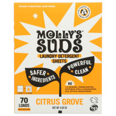MOLLYS SUDS: Citrus Grove Laundry Detergent Sheets, 4.32 oz