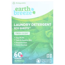 EARTH BREEZE: Laundry Detergent Eco Sheets Fresh Scent, 60 ea