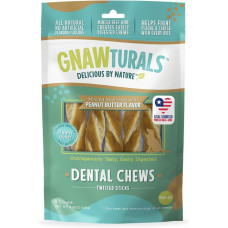 GNAWTURALS: Twisted Dental Chews Stick Peanut Butter for Small to Medium Dogs, 4.41 oz GNAWTURALS: Twisted Dental Chews Stick Peanut Butter for Small to Medium Dogs, 4.41 oz