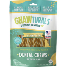 GNAWTURALS: Mini Twisted Dental Dog Chews Stick Chicken, 3.95 oz