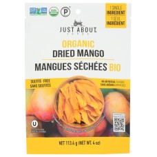 JUST ABOUT FOODS: Organic Dried Mango, 4 oz