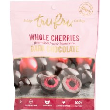 TRU FRU INDULGE ON THE GO: Whole Cherries Freeze Dried and Immersed in Dark Chocolate, 4 oz